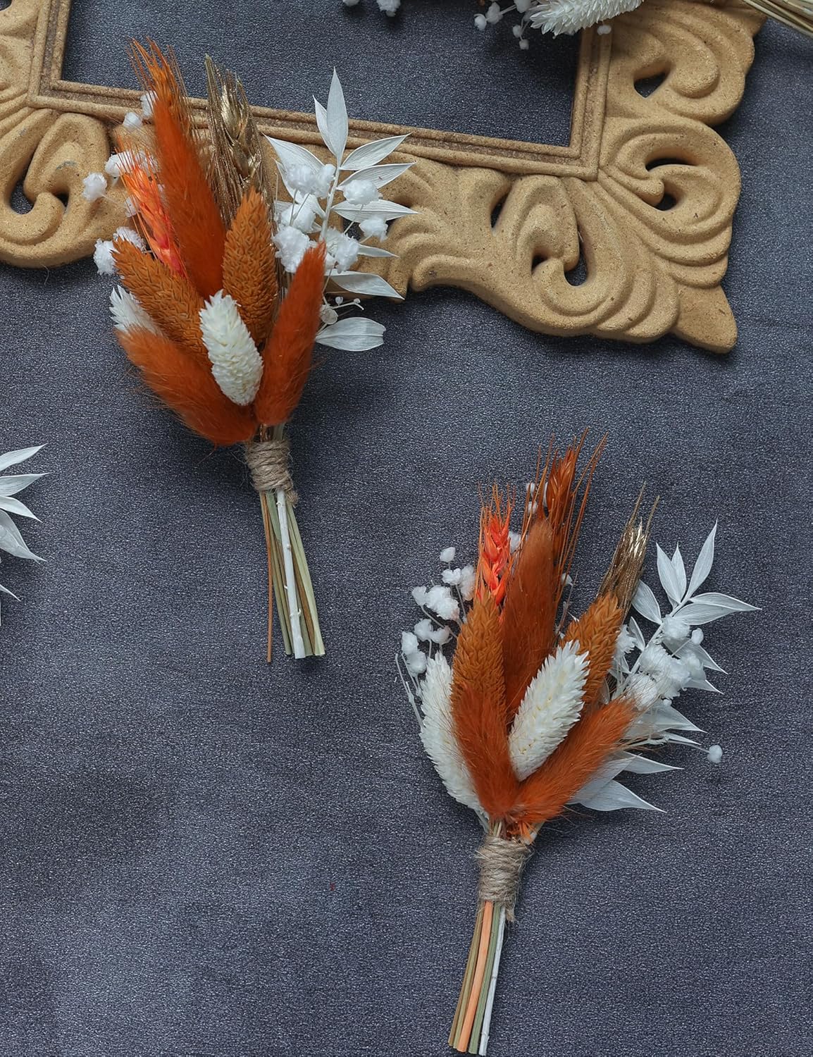Mini Dried Flower Bouquet Pack of 6 Orange Bohemian Style
