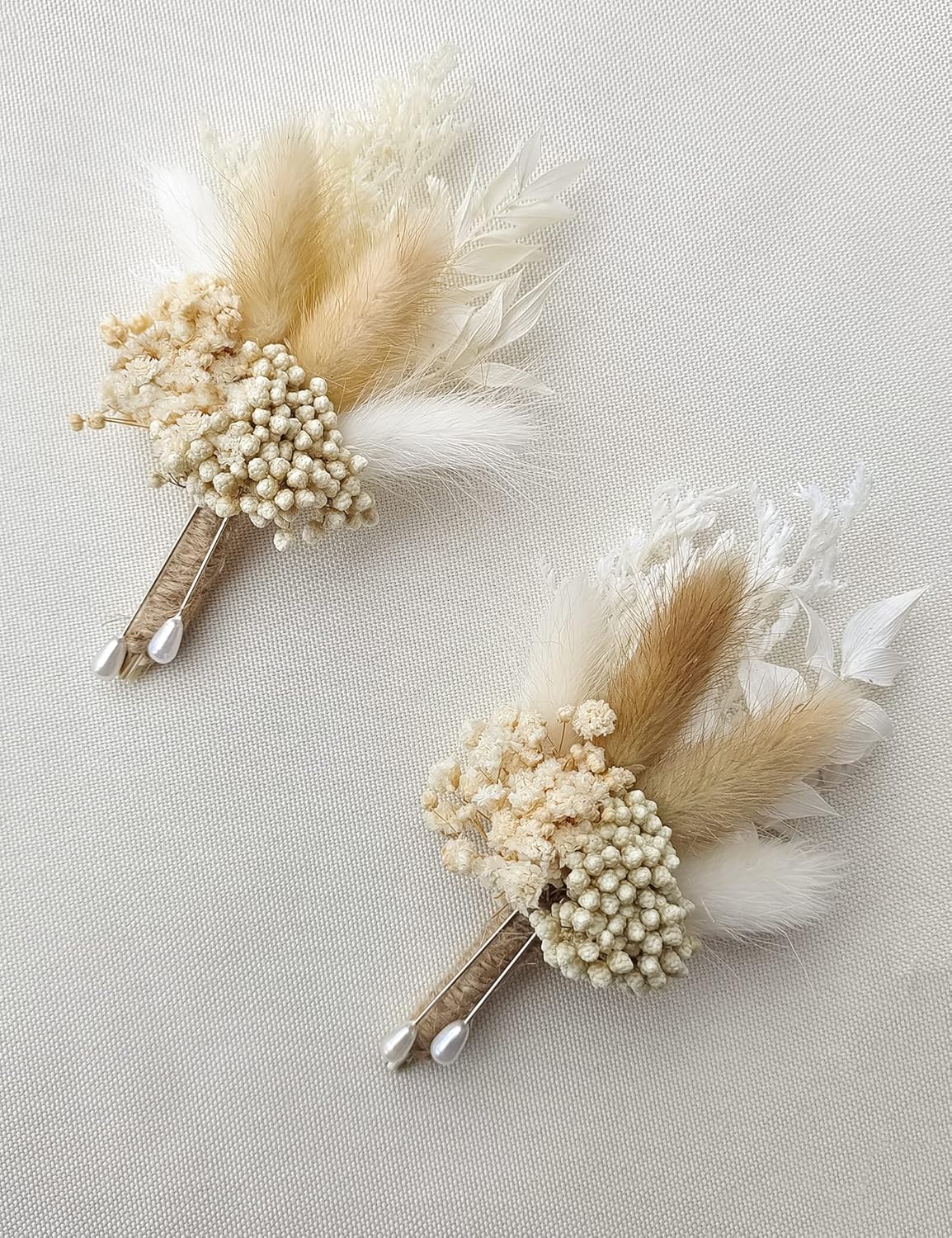 Dried Flowers Boutonnieres Set of 2 Boho Wedding Groom Accessories