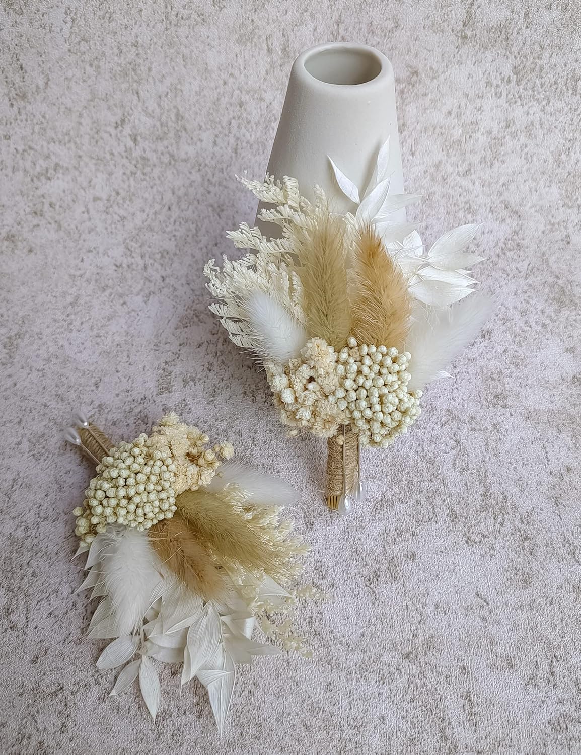 Dried Flowers Boutonnieres Set of 2 Boho Wedding Groom Accessories
