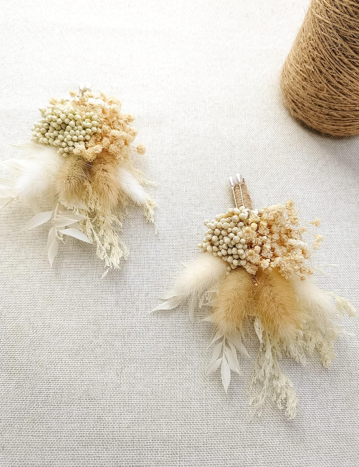 Dried Flowers Boutonnieres Set of 2 Boho Wedding Groom Accessories