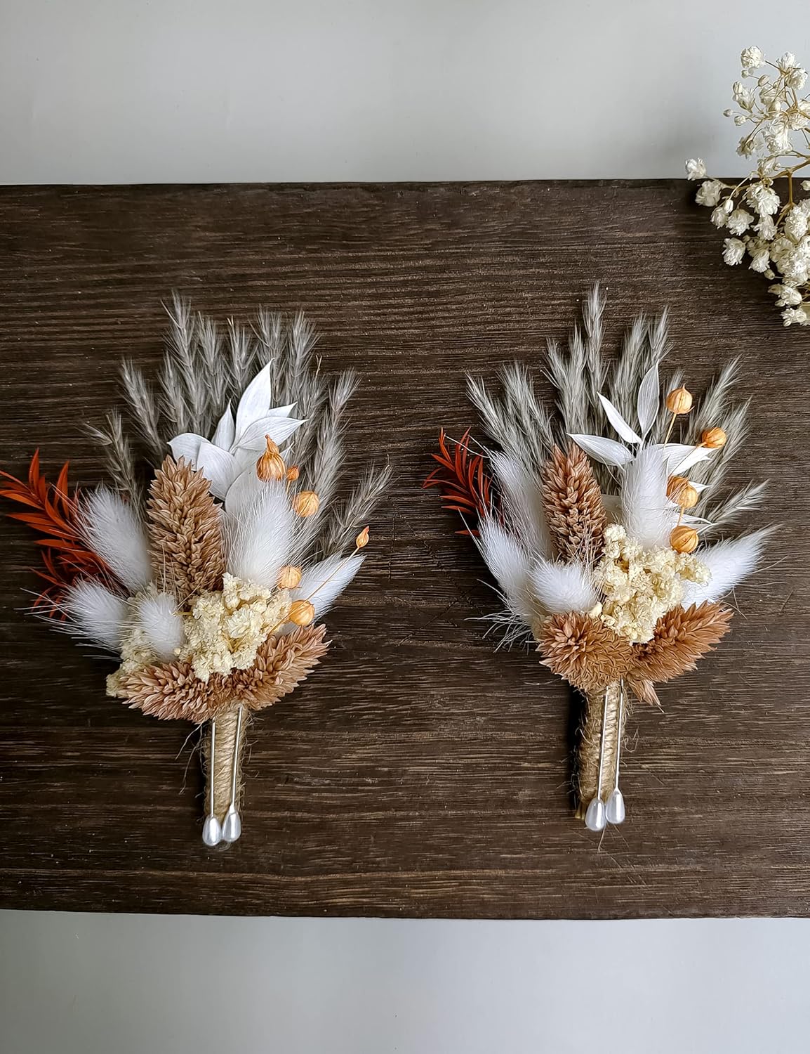 Dried Flowers Boutonniere Set for Men Wedding