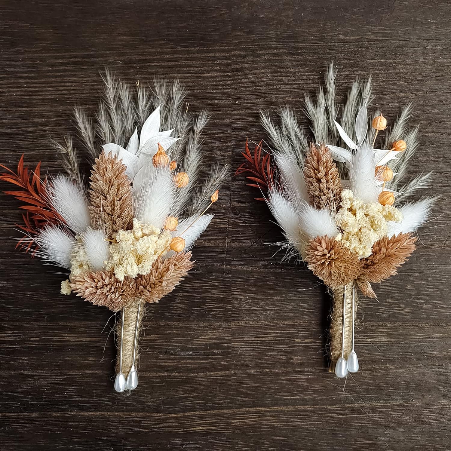 Dried Flowers Boutonniere Set for Men Wedding