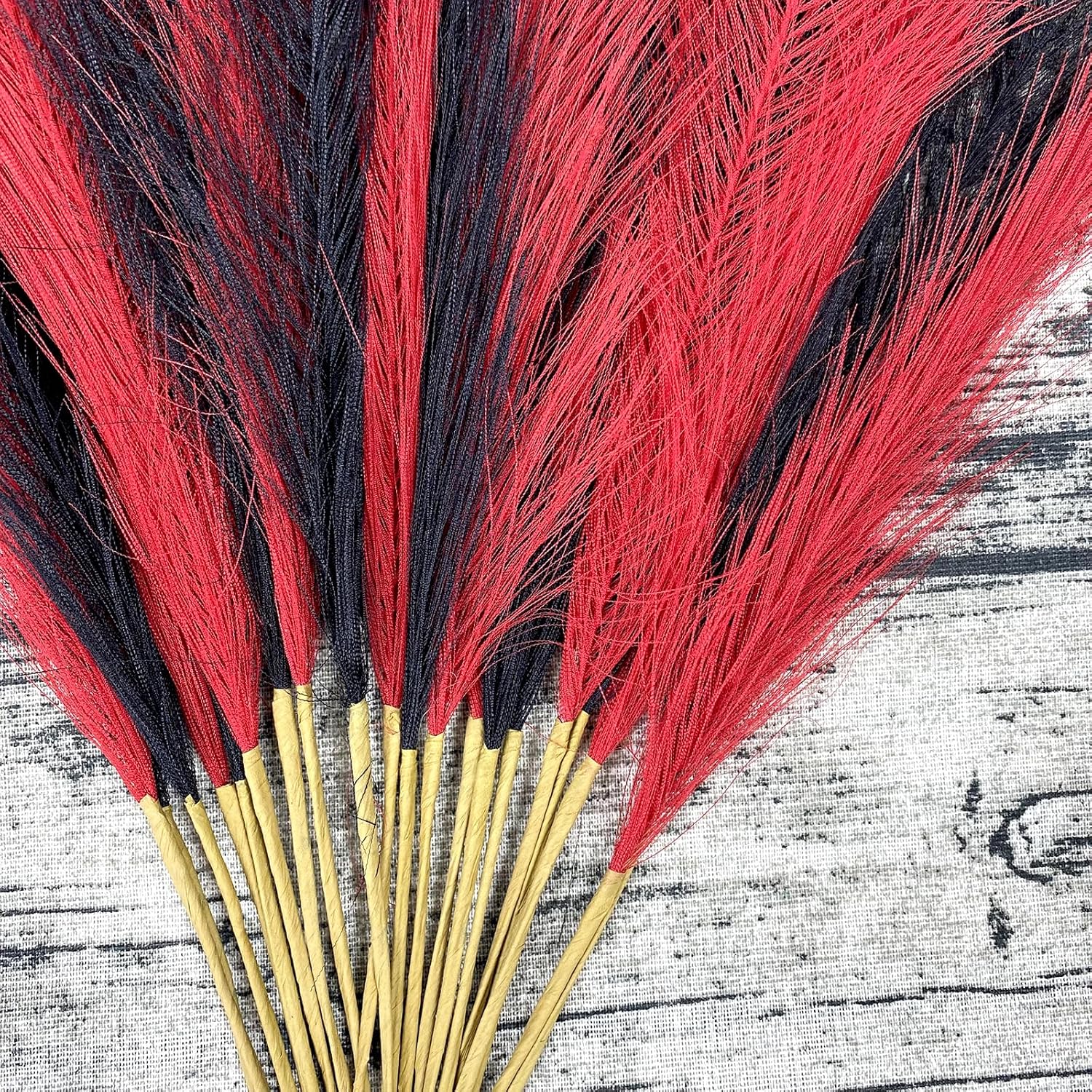 Boho Faux Pampas Grass Decor 177 Inches Red Black