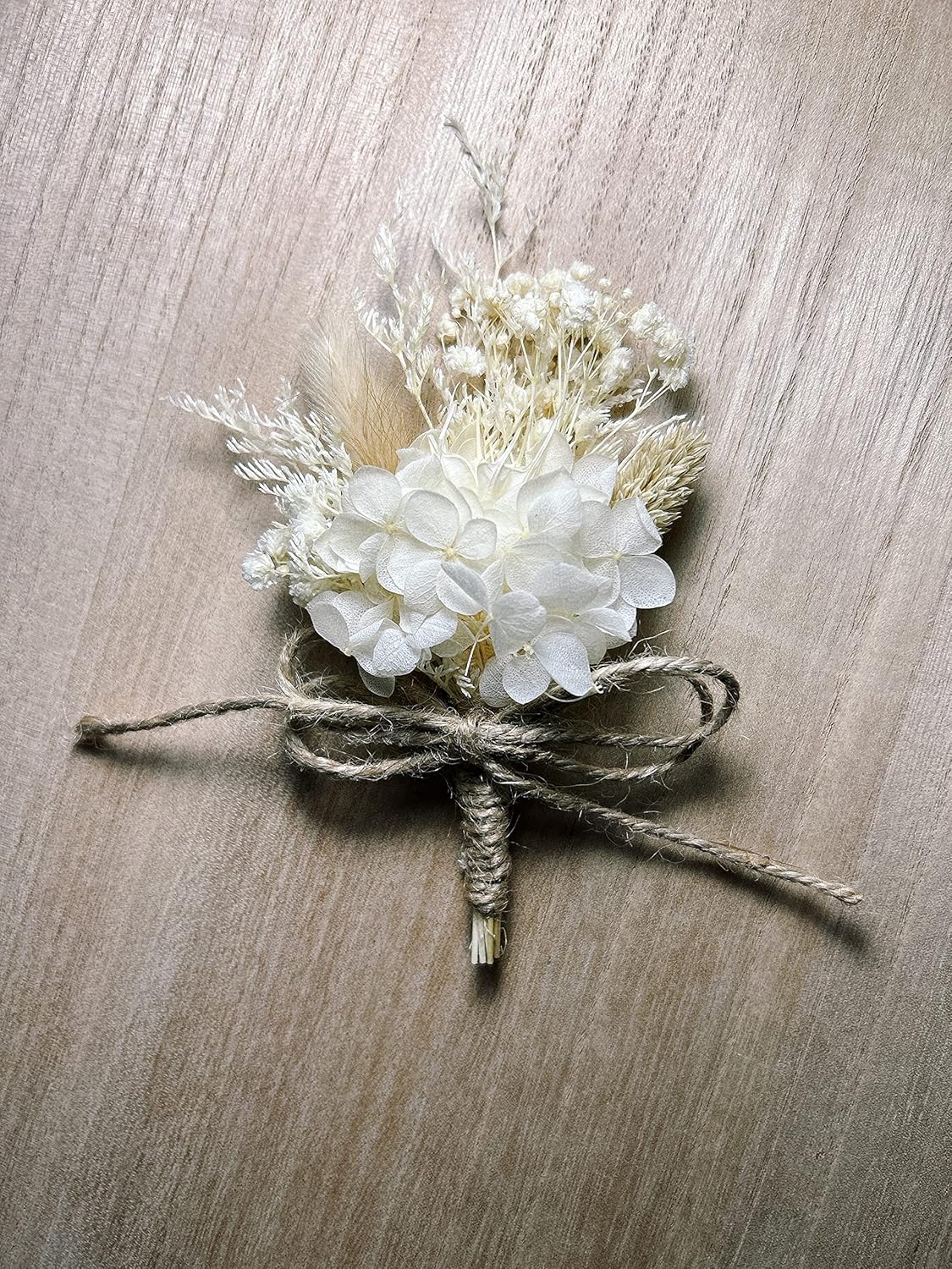 Dried Flower Boutonniere - Ivory Rustic Elegant Design