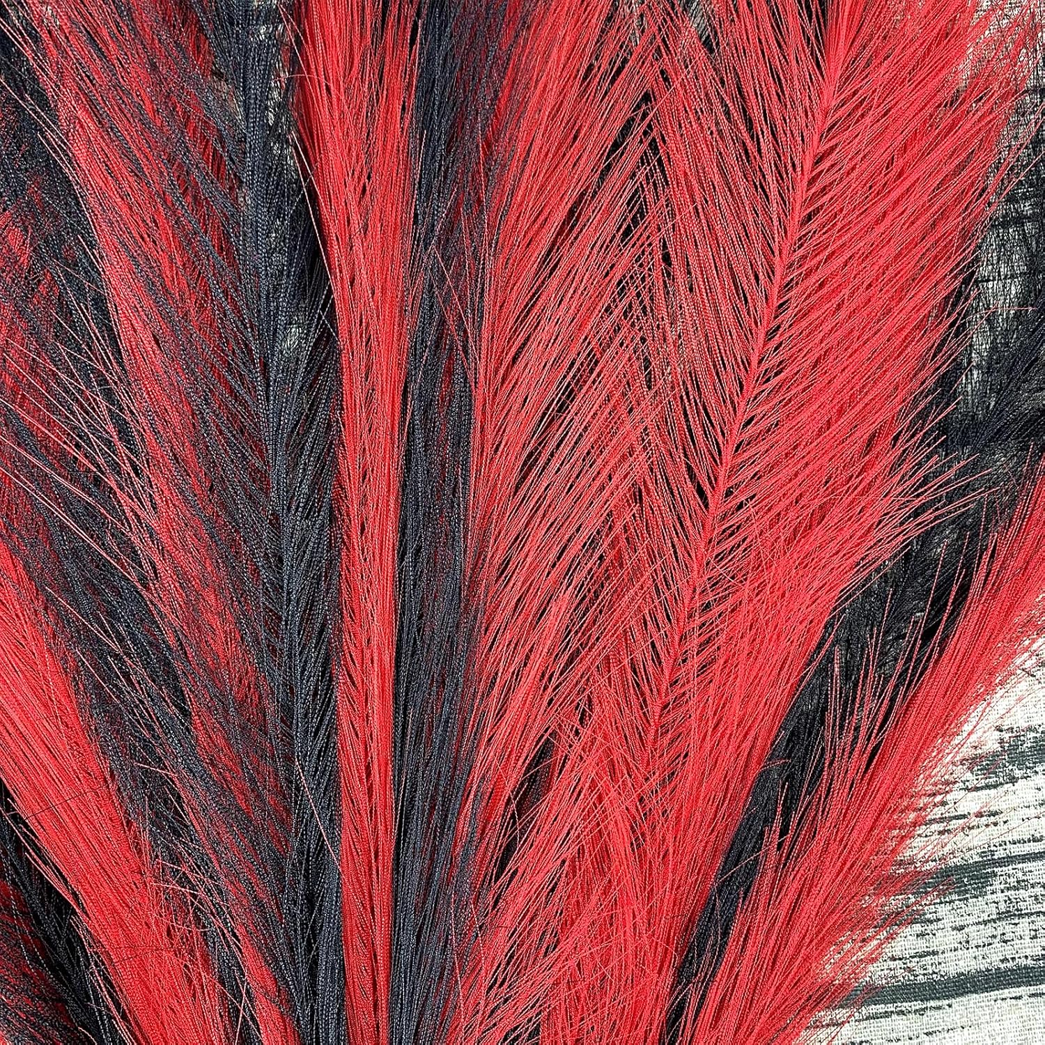 Boho Faux Pampas Grass Decor 177 Inches Red Black