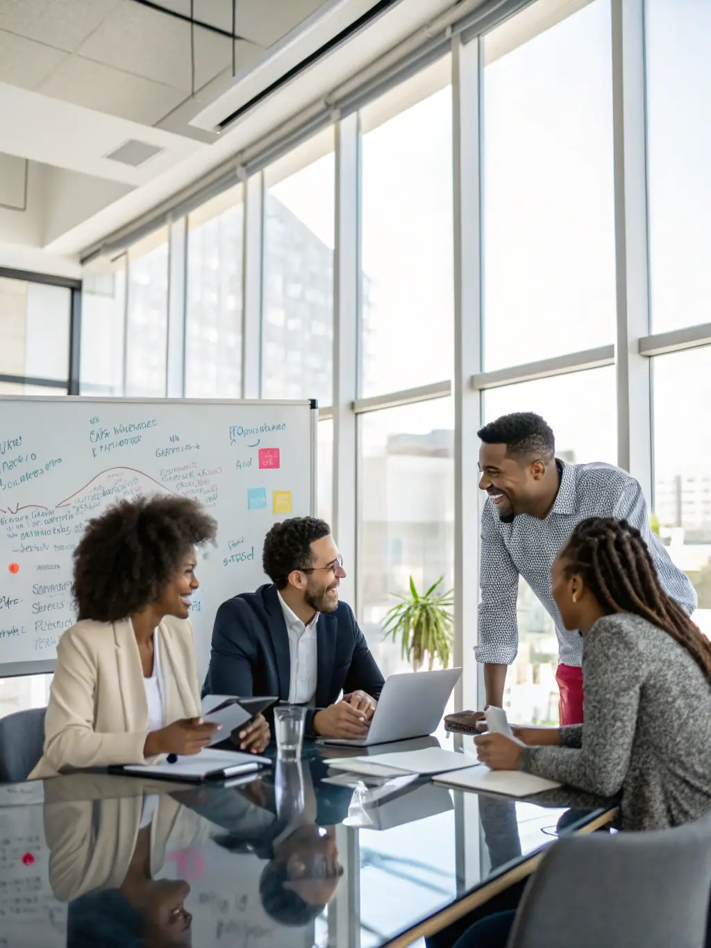 A dynamic image of consultants collaborating on a tech strategy, showcasing VELOTECHLABS LTD's expertise in tech acceleration.